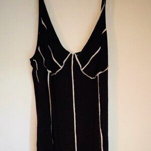 Black with white topstitch viscose maxi dress 1X NWOT